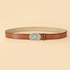  Western Turquoise Buckle Belt Vintage PU Dress Girdle