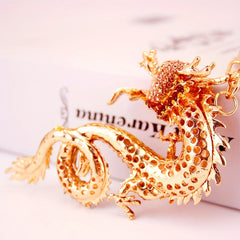 Chinese Zodiac Dragon Keychain Golden Dragon Key Ring Metal Pendant Year's Gift