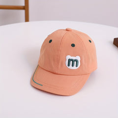 Kids Sunshade Baseball Cap w/ M Letter Bear Head, Adjustable, Breathable