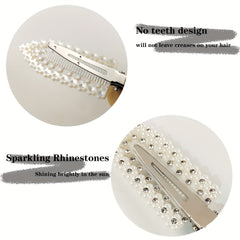 6Pcs Rhinestone No Bend Hair Clips Sparkling Hair Clips Curl Pin Barrette