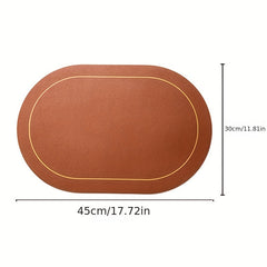 Oval Leather Placemat Pvc Waterproof Dining Table Mat