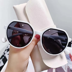 Round Sunglasses For Women Men Casual Anti Glare Glasses UV400