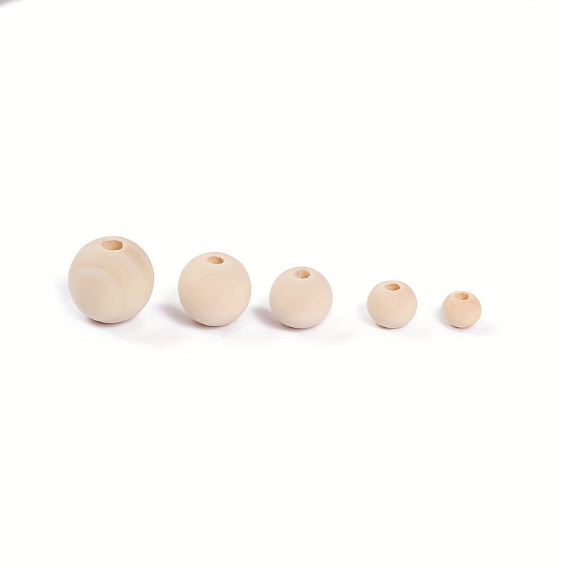 220Pcs Natural Round Wood Beads for Jewelry Making with Storage Box