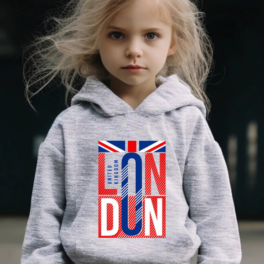 Girls Dn Pattern Hooded Sweatshirt & Sweatpants Set