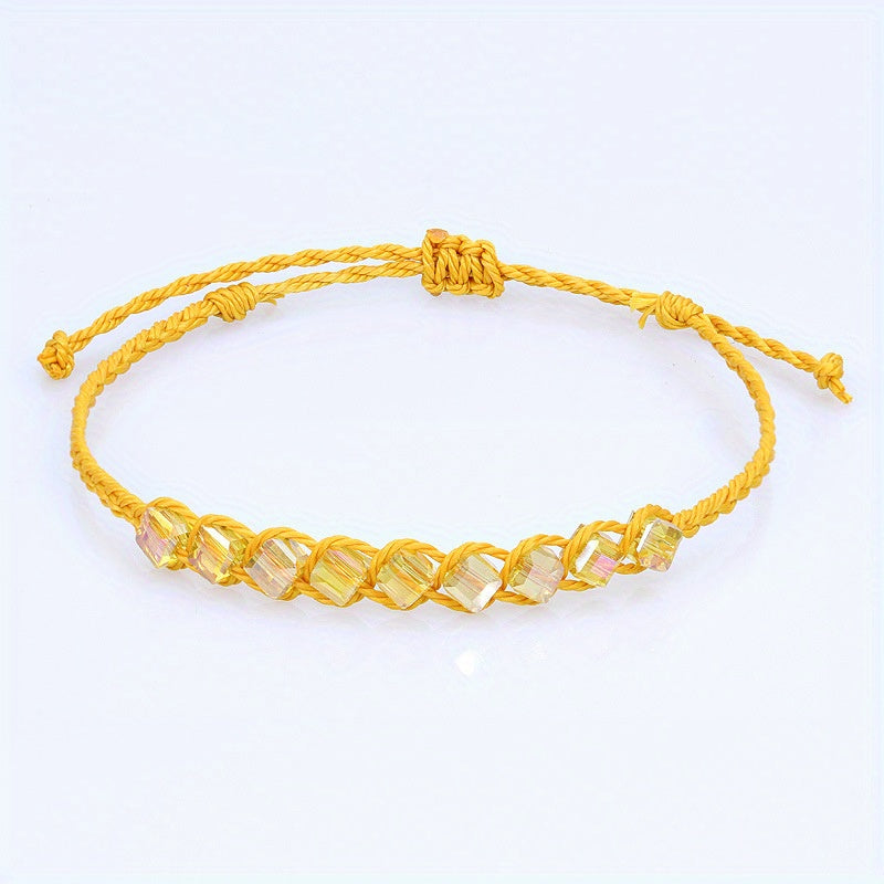 Crystal Charm Friendship Bracelet Hand Woven Rope for Friends