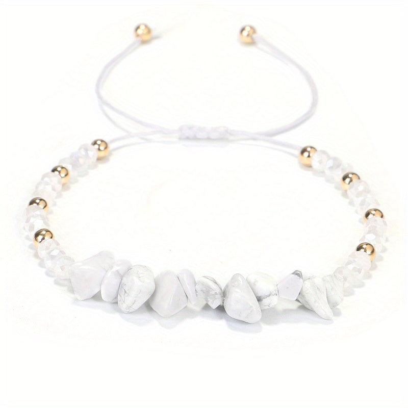 Colorful Crushed Stone Beads Braided Yoga Bracelet