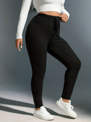  Ribbed High Rise Skinny Trousers