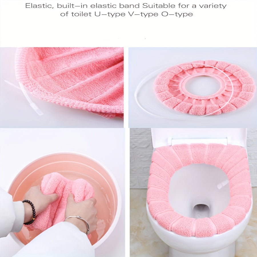 Winter Warm Knitted Toilet Seat Cushion Thickened Detachable Washable