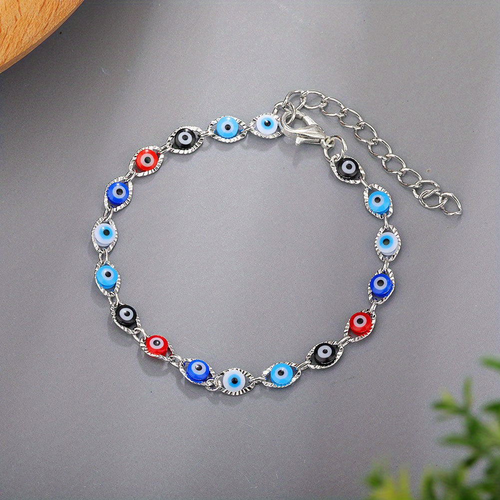 Multicolor Devil's Eye Beads Resin Bracelet