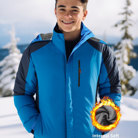 Men's Warm Fleece Jacket With Pockets Zip Up Long Sleeve
