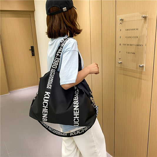 Lightweight Shoulder Sports Bag Letter Pattern Carry On Duffle Bag