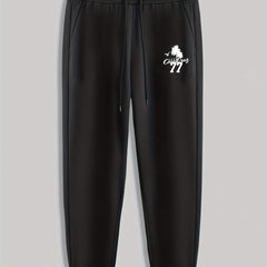 Eagle Number Print Men's Drawstring Sweatpants for Spring Autumn