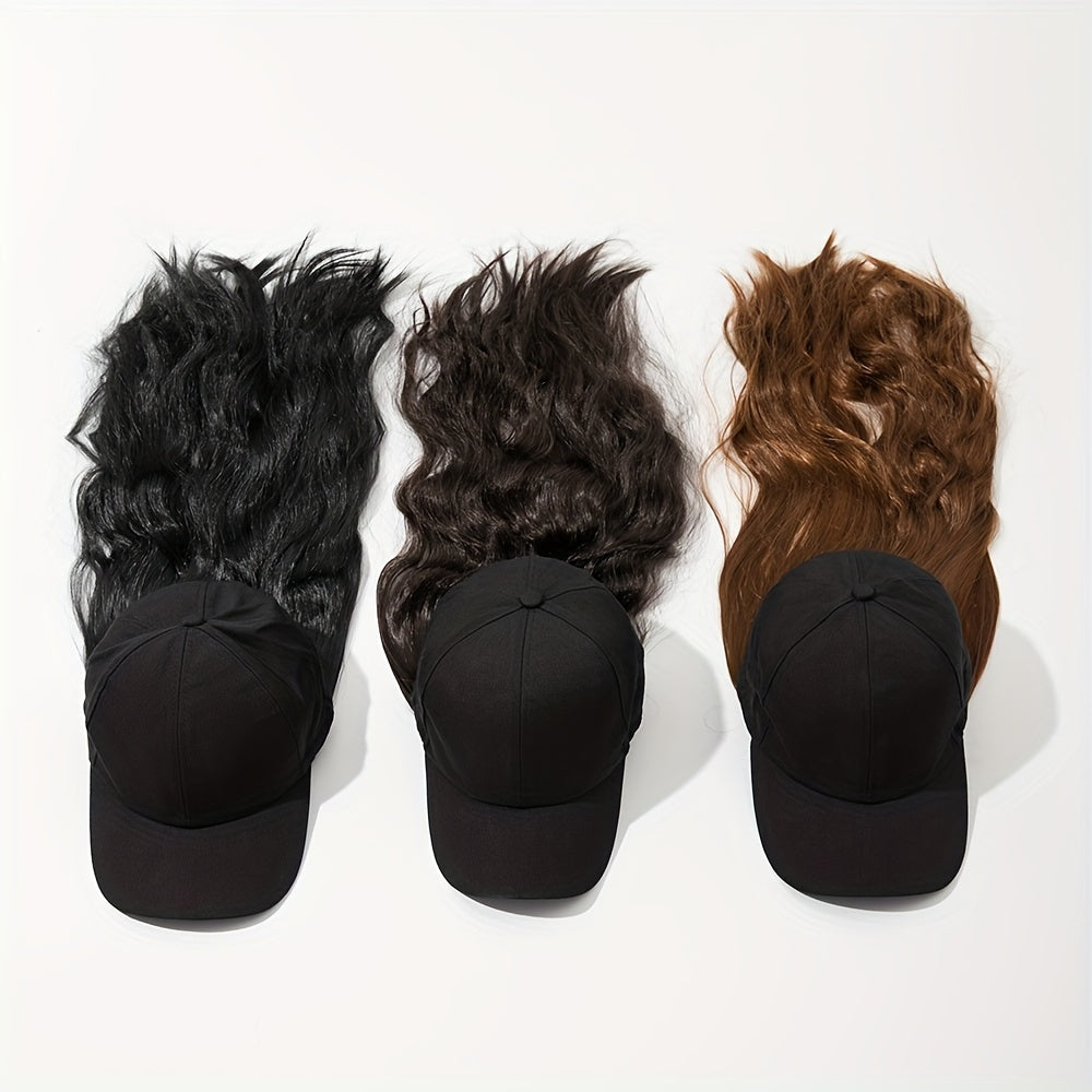 Long Curly Wavy Wig Hat Combo Synthetic Wig Heat Resistant for Daily Use