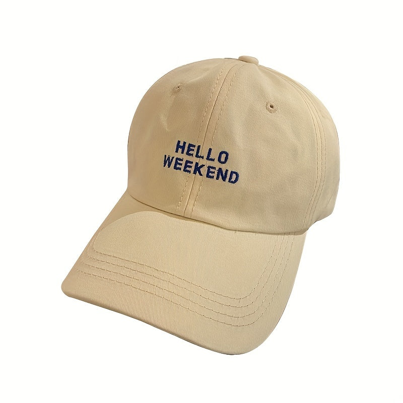 Hello Weekend Embroidered Baseball Cap Sun Hat