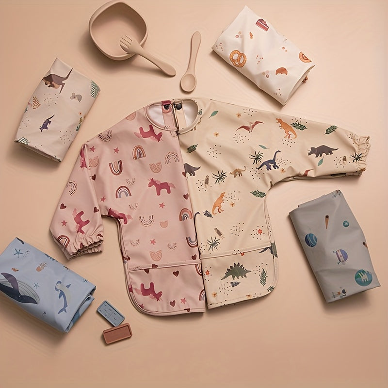 Baby Feeding Bib With Long Sleeves Children Smock Girls Boys Bibs