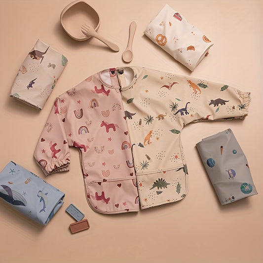 Baby Feeding Bib With Long Sleeves Children Smock Girls Boys Bibs