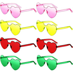8 Pairs Rimless Sunglasses Heart Shaped Glasses Candy Transparent Eyewear