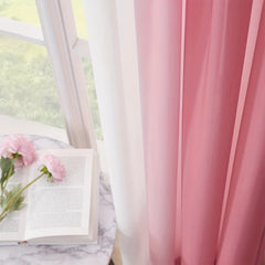 2pcs Gradient Curtain Yarn Pink Purple Sheer Curtains Polyester Curtain