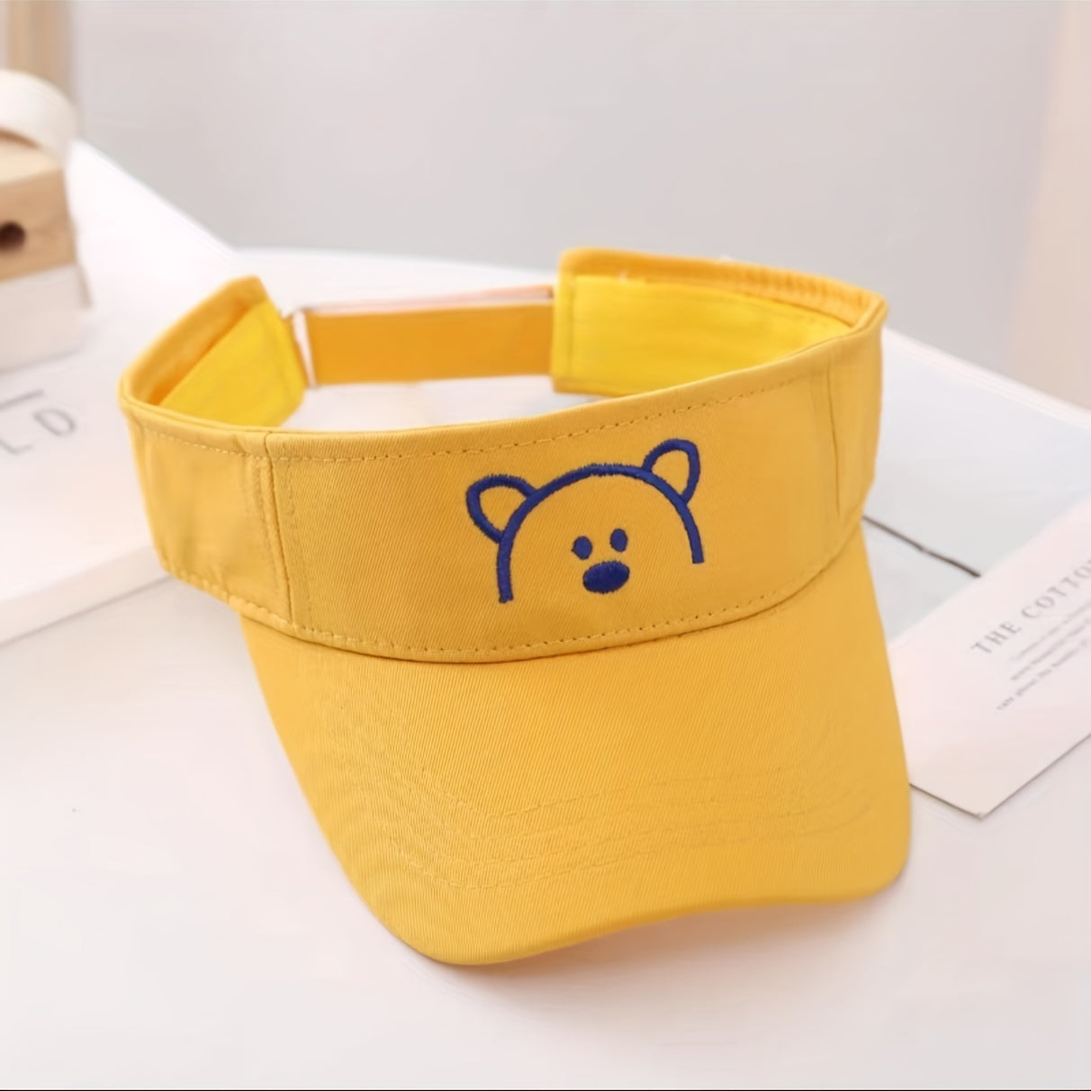 Kid's Casual Sun Hat w/ Embroidered Bear Pattern