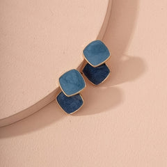Square Epoxy Earrings 18K Plated Ear Jewelry For Women Girls