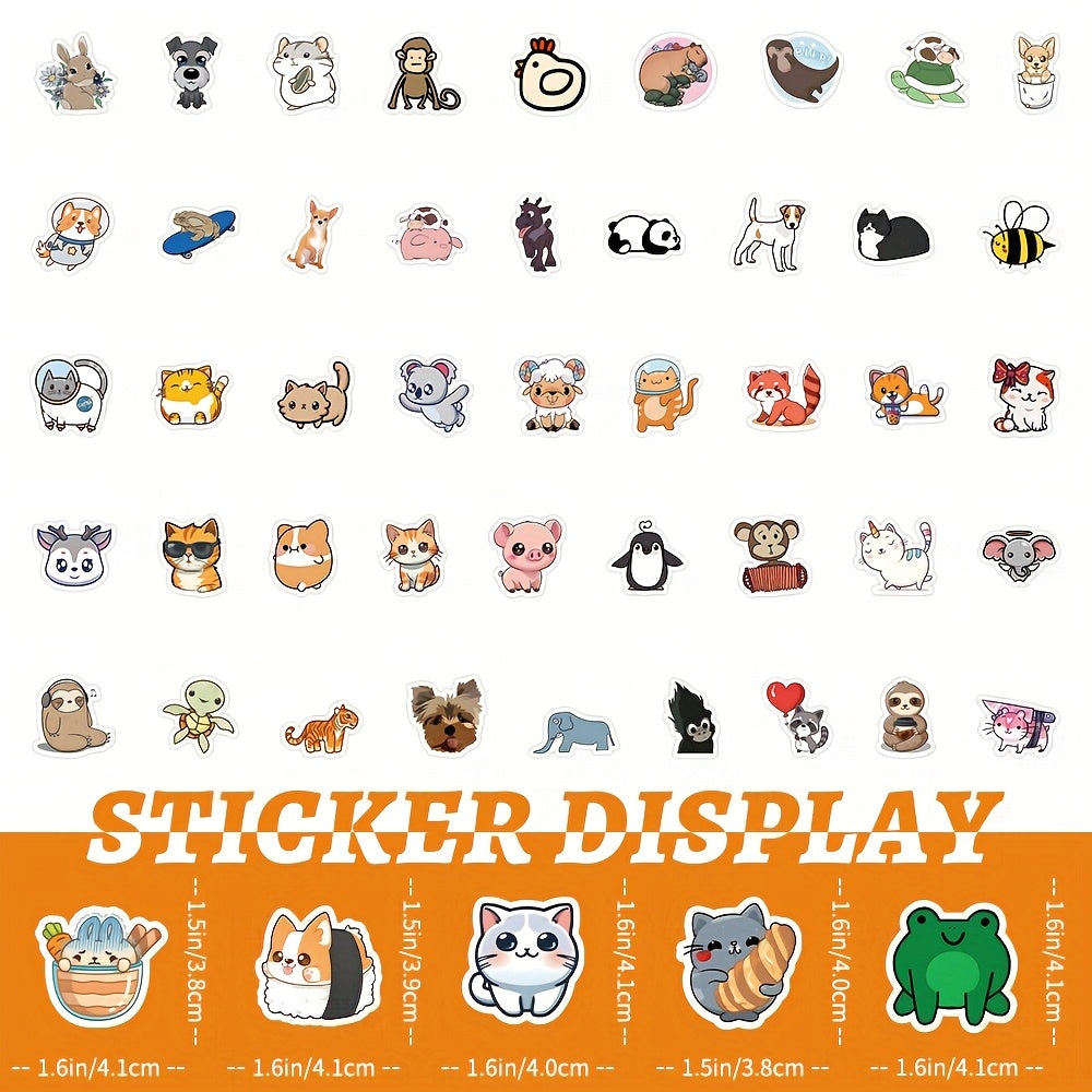 100 Cartoon Animal Stickers Waterproof Self Adhesive Decals