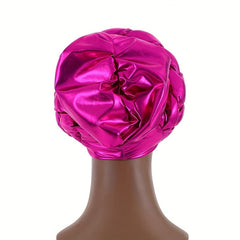 Rose Red Turban Cap Hot Stamping Braided Hijab Hat