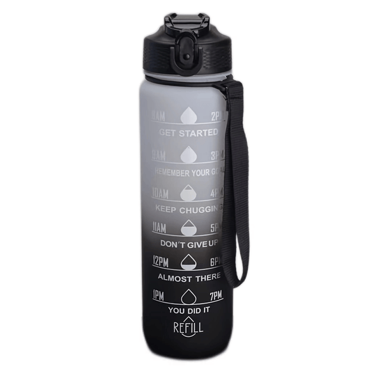 900ml Portable Water Bottle with Times Scale and Straw Leakproof Gradient Cup