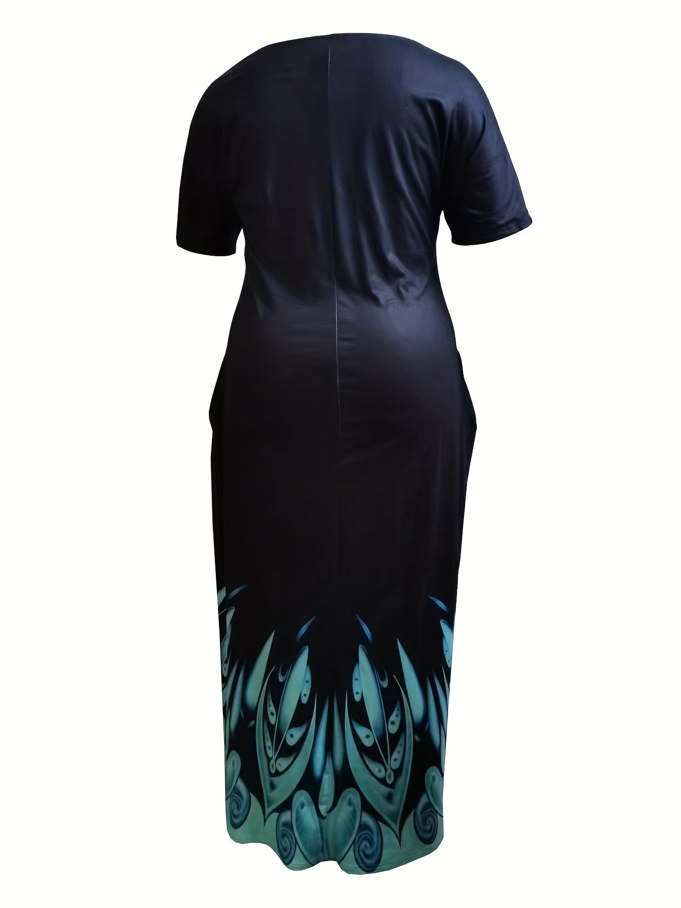  Feather Print Maxi Dress With Pockets