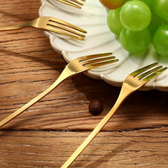 6-Piece Stainless Steel Cutlery Set - Milk Spoon, Salad Fork, Leaf Shaped