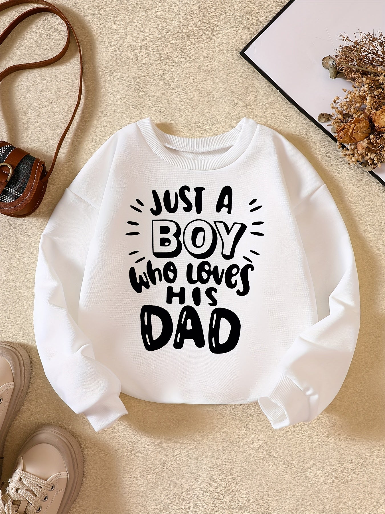 BOY LOVES DAD Letter Print Casual Sweatshirt