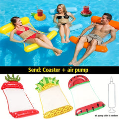 Inflatable Water Hammock Floating Pool Lounge Chair with Air Pump