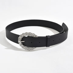 Women's C Rhinestone Buckle PU Belt - Versatile Accessory