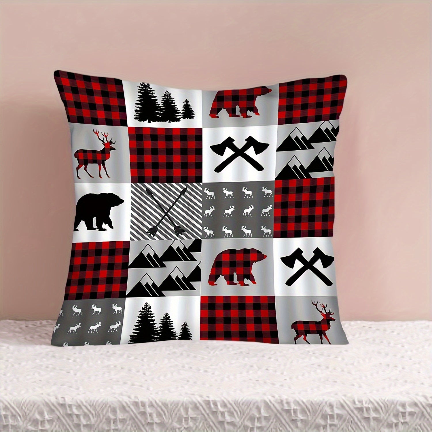 4PCS Christmas Plaid Throw Pillow Cover for Cushion Bed Couch Sofa
