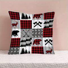 4PCS Christmas Plaid Throw Pillow Cover for Cushion Bed Couch Sofa
