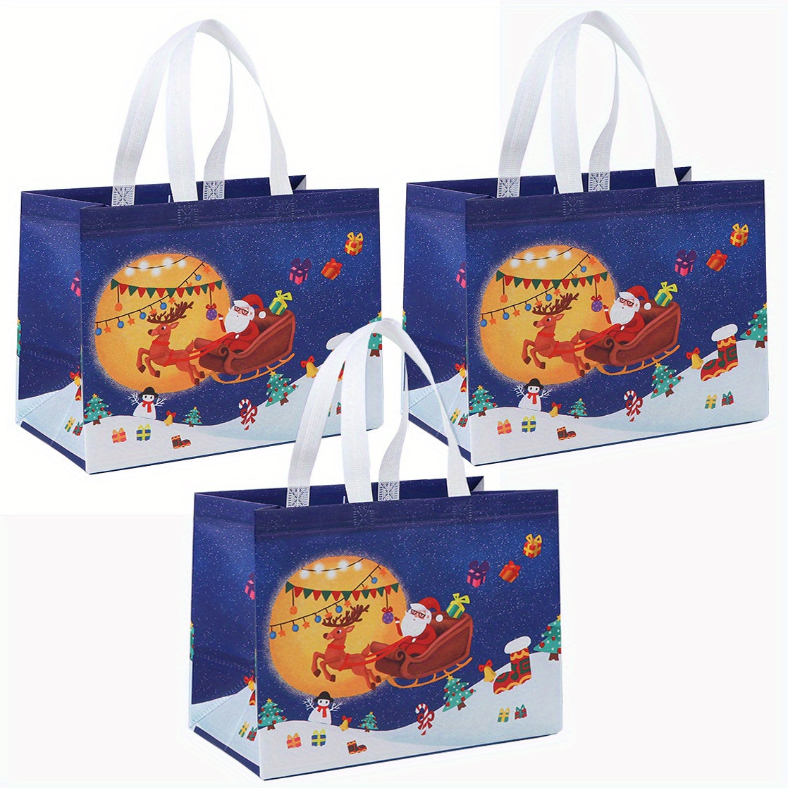 3pcs Christmas Gift Bags Large Size Holiday Gift Bags With Handle