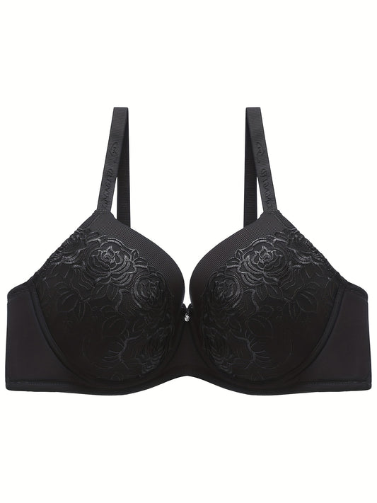  Floral Jacquard Lace High Stretch Supportive Bra