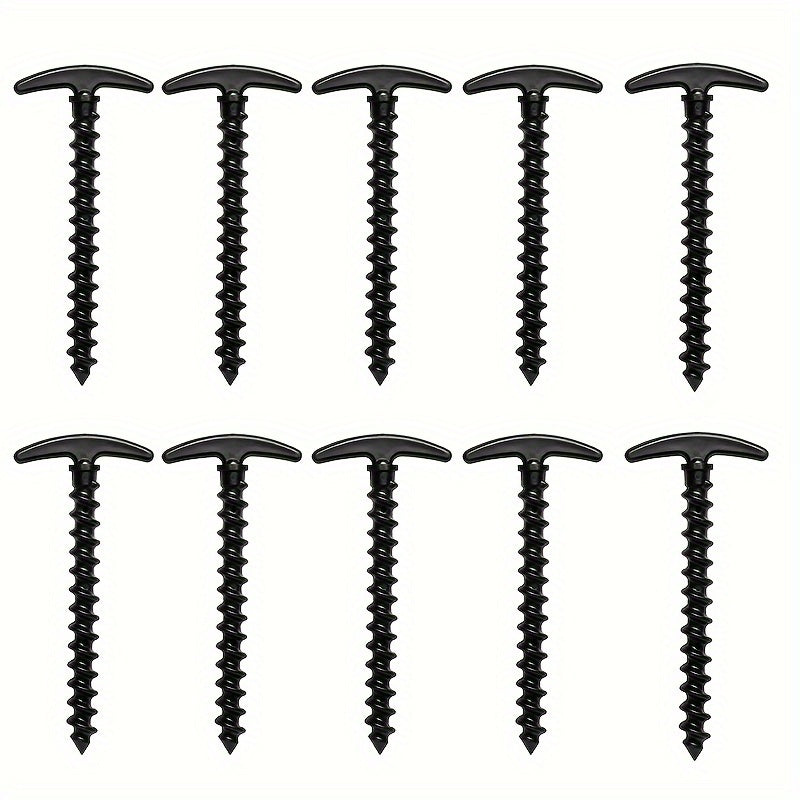 10pcs Plastic Tent Stakes Ground Anchors 14 T-shaped Spiral Thread