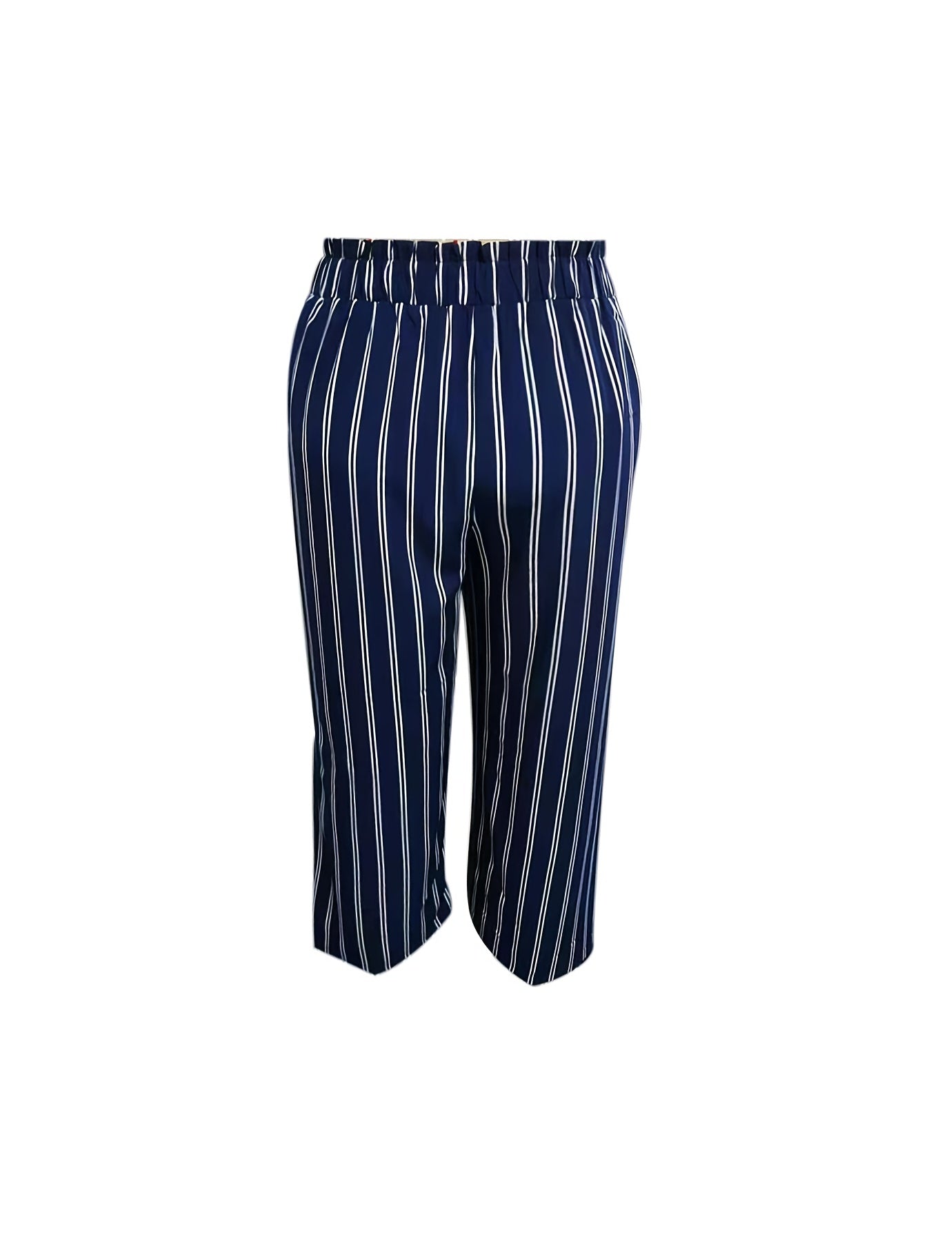 Stripe Ruffle High Rise Wide Leg Trousers