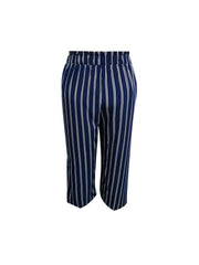  Stripe Ruffle High Rise Wide Leg Trousers