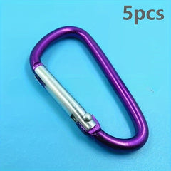 5pcs Aluminum D-shaped Clip Buckle Keychain for Outdoor Camping