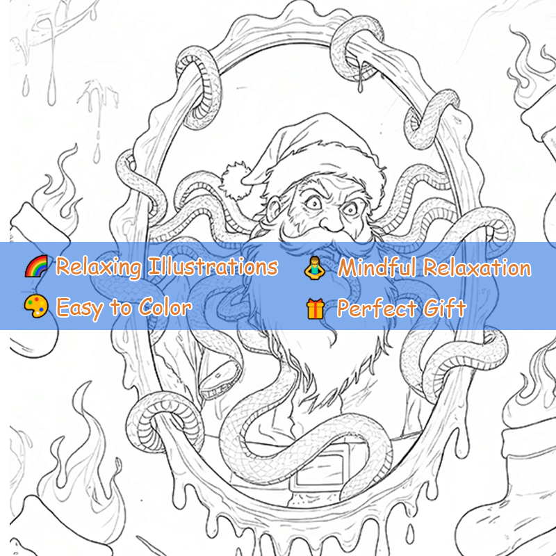 Dark Goth Christmas Adult Coloring Book - Terrifying Holiday Scene