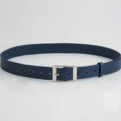 Men's Navy Casual Leather Belt with Pin Buckle