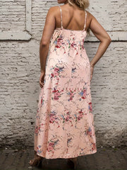  Boho Maxi Cami Dress Women Floral Print V Neck Backless