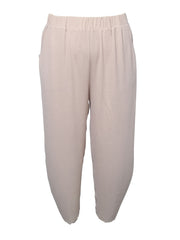  Elastic High Rise Crop Pants with Pockets