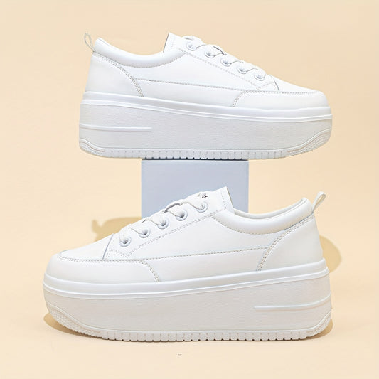Women's Lace Up Thick Sole Skate Shoes Low Top Sneaker