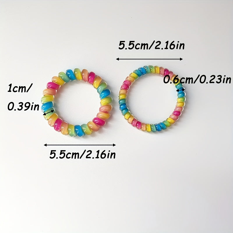 5pcs Spiral Hair Tie Rainbow Hair Rope Bracelet Tie
