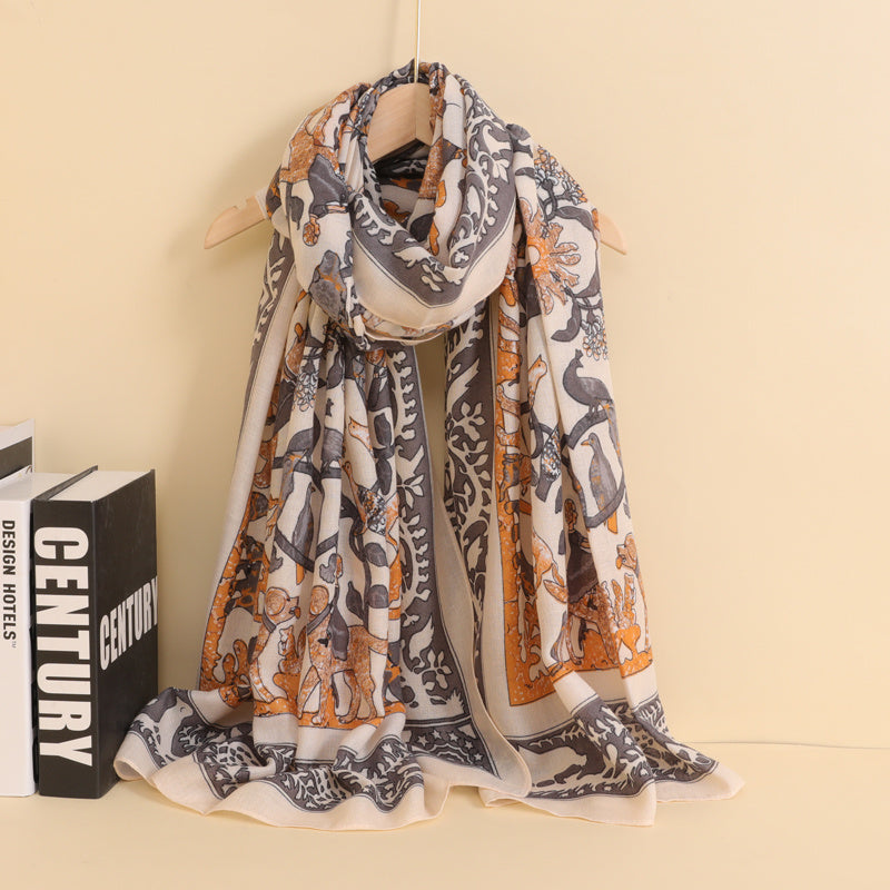 Cotton Linen Printed Scarf