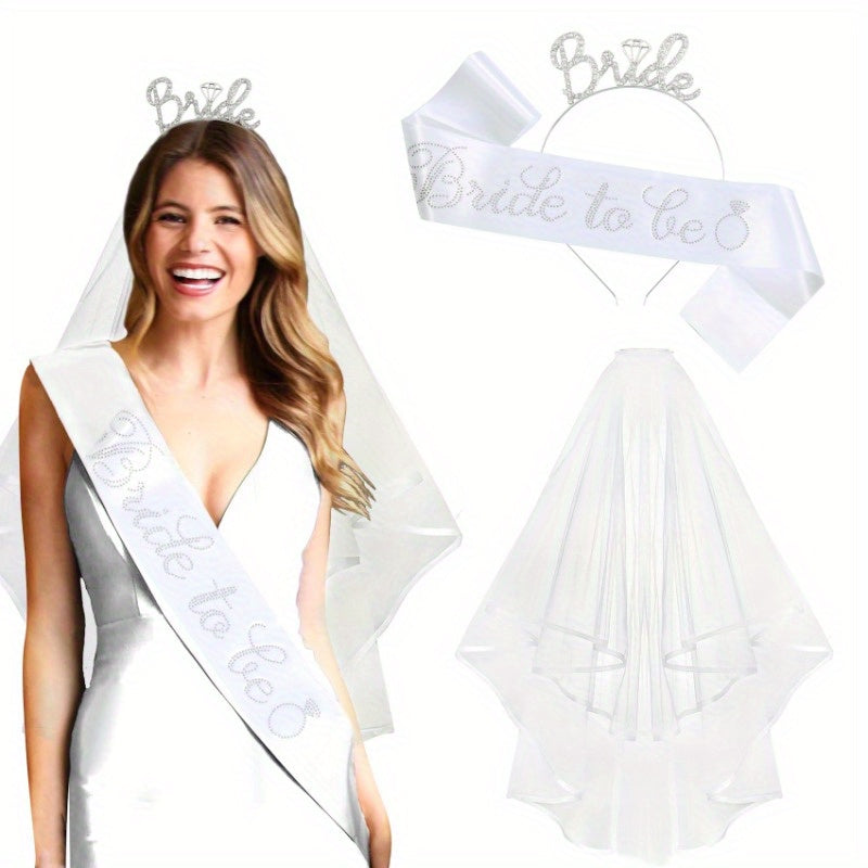 Bachelorette Party Bridal Crown Veil Set