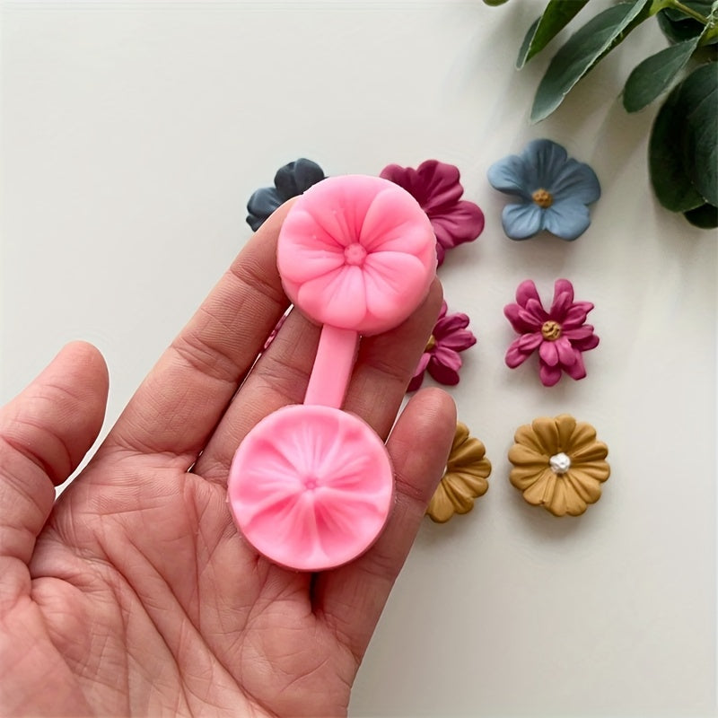 Flower Press Silicone Mould Polymer Clay Cutters Roses Earrings Pendant Making