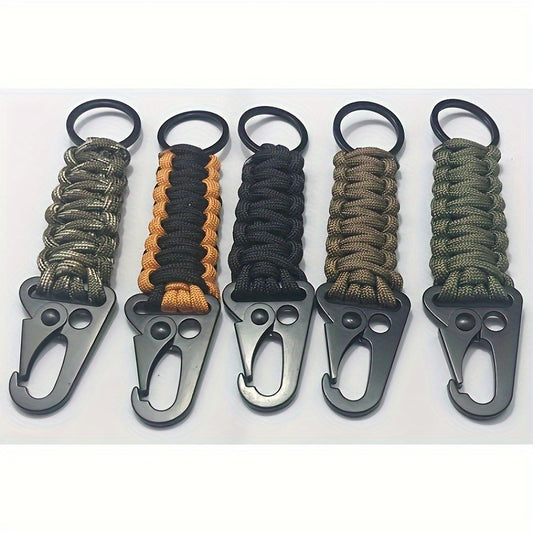 2pcs Zinc Alloy Camping Hook Keychain with Survival Cord String